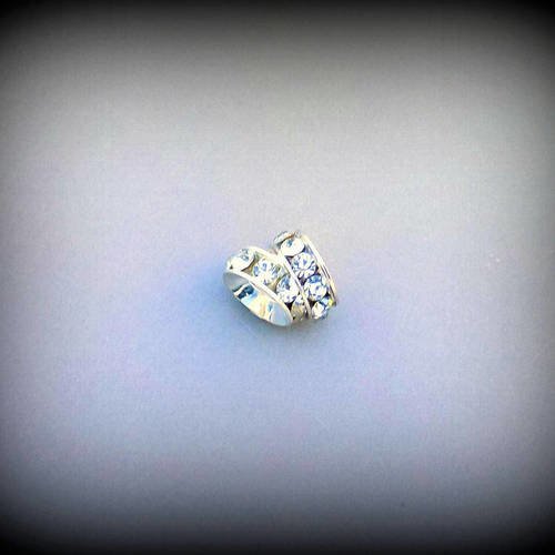 Perles rondelles argentée cristal gros trou 45 mm - (x 2)