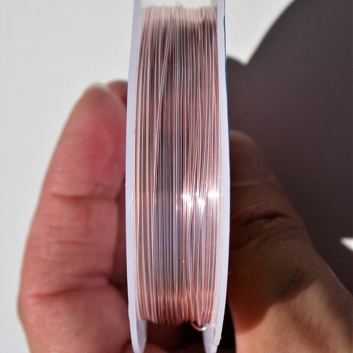 Fil cuivre ton or rose - 0,4 mm diamètre - brillant et anti décoloration, coupon de 50 cm (x 1)