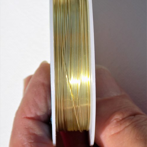 Fil cuivre ton or clair - 0,4 mm diamètre - brillant et anti décoloration, coupon de 50 cm (x 1)
