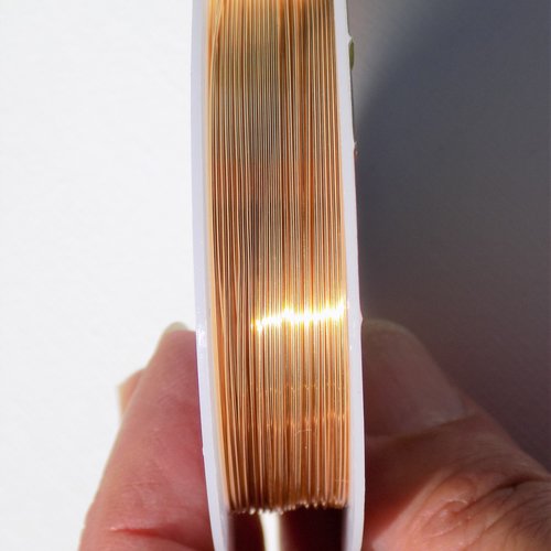 Fil cuivre ton or - 0,8 mm diamètre - brillant et anti décoloration, coupon de 50 cm (x 1)