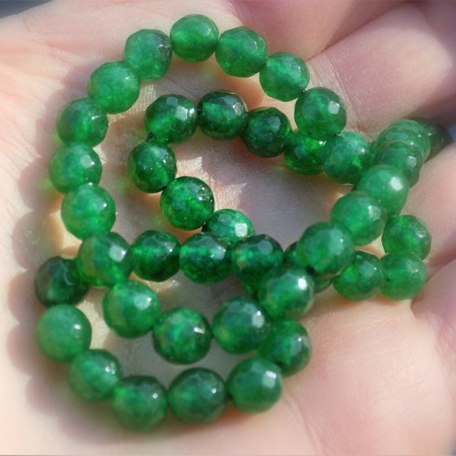Perles d'emeraude (pierre précieuse) 6, 8 ou 10mm à facettes grade aaa - natural green emerald - (x 5)