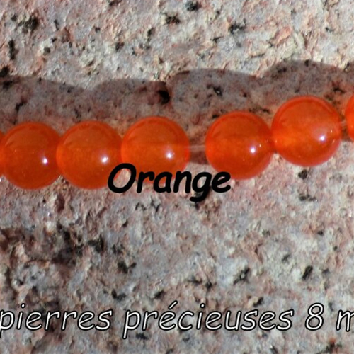 Perles de topaze naturel pierre fine 8, 6 et 4 mm, orange -  trou 1 mm (x5)