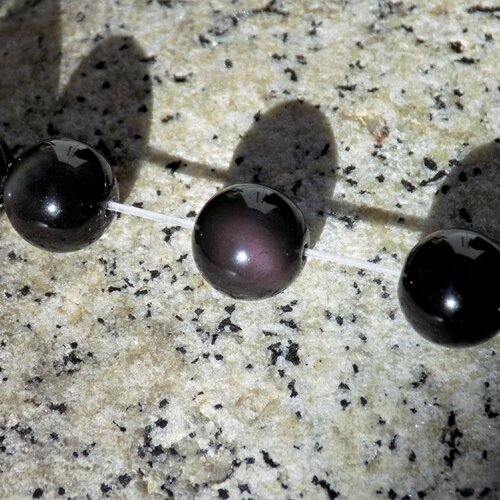 Perles d'obsidienne arc-en-ciel - rainbow - flash (ou œil céleste), pierre fine, 4, 8 mm et 10 mm aaa, trou 1 mm - (x 2 ou 5)