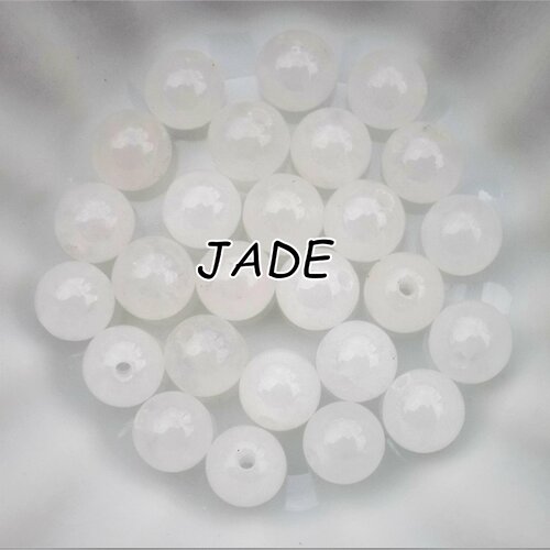 Perles de jade blanc naturel - pierre fine - de 4, 6 ou 8 mm, grade aaa - option à facettes (x 5 ou 10)