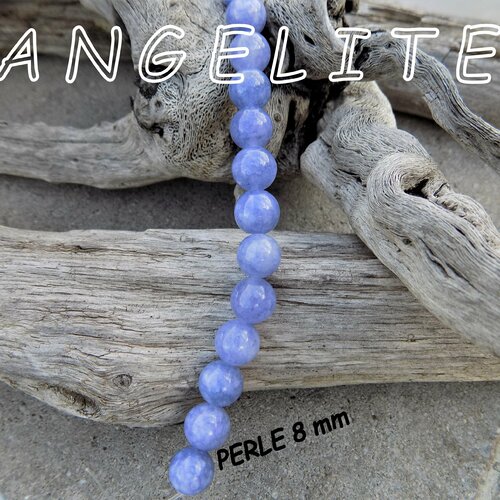 Perles d'angelite bleue - pierre fine naturelle - 8 mm ou 10 mm, trou 1 mm (x2 et x5)