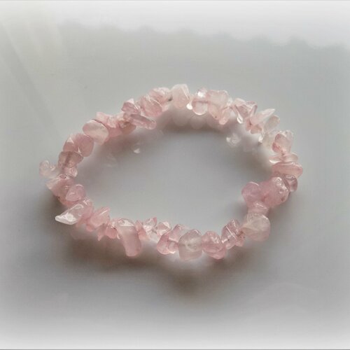 Bracelet  quartz rose - stretch - pierres fines - perles chips (puces)  (x 1 unité)