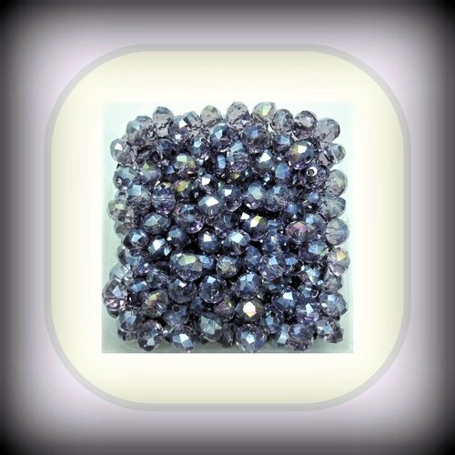 Perles de cristal swarovski à facettes - rondelles 4 mm - violet parme irisé reflets arc en ciel (x10)