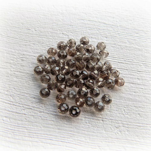 Perles de cristal swarovski à facettes - rondelles 4 mm - &quot;fumée&quot; brun gris (x10)
