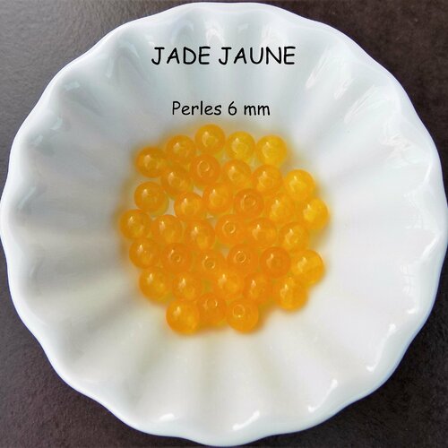 Perles de jade jaune pierre fine de 6 ou 8 mm aaa - trou 1 mm - (x 5 ou 10)