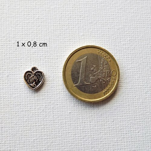 Breloque cœur 10 x 8 x 1,5 mm - argent antique ( x 2)