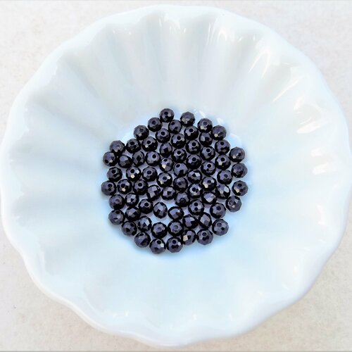 Perles de cristal swarovski à facettes - rondelles 4 mm - noir brillant (x10)