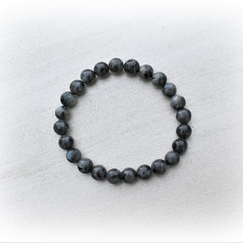 Bracelet labradorite grade a a , 8 mm - stretch noir - (x 1 unité)