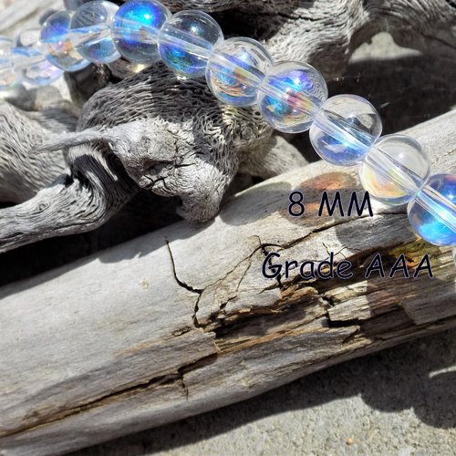 Perles de quartz angel aura - arc en ciel, pierre fine naturelle de 8 mm, grade aaa