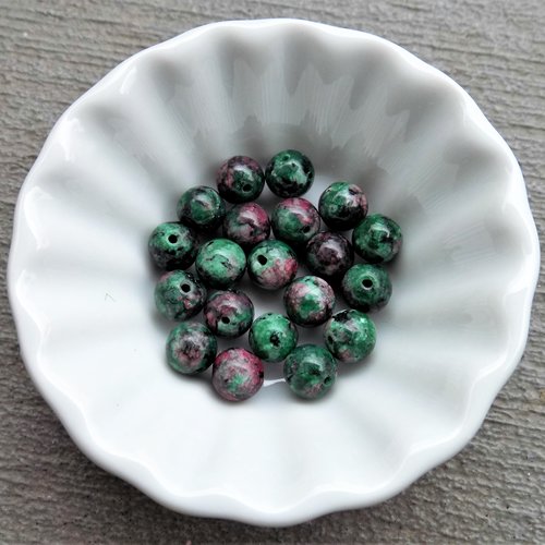 Perles de rubis zoïsite (pierre fine) de 6 mm grade a, trou 1 mm