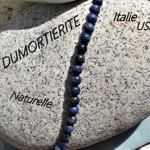 Perles dumortierite - pierre fine - 8 mm grade aa, trou 1 mm (x5 ou 10)