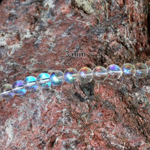 Perles de quartz angel aura - arc en ciel, pierre fine naturelle de 3 mm, grade aaa (x 10)