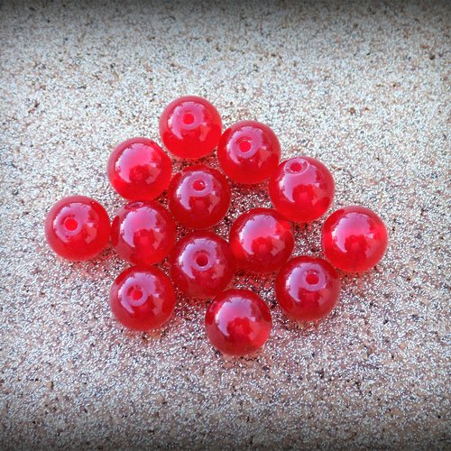 Perle de rubis naturel 8 mm - pierre précieuse, rouge clair - lot de 5
