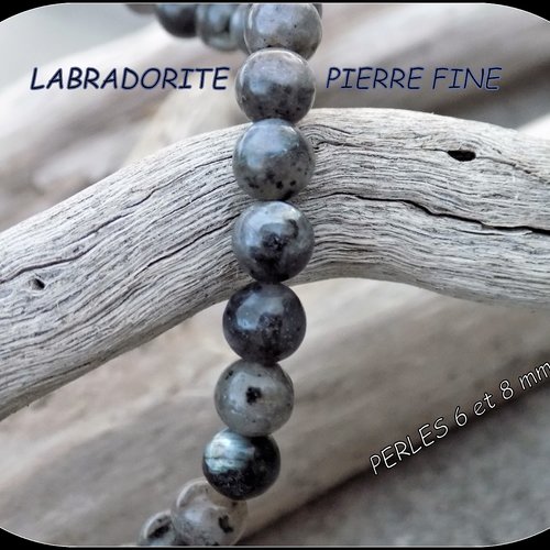 Perles labradorite grise et noire - spectrolite naturelle - grade aaa, pierre fine de 8 mm (x 5)