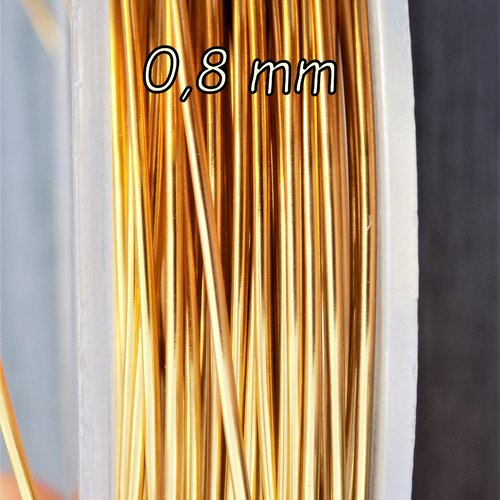 Fil en laiton or - gold - anti ternissement 0,8 mm de diamètre - coupon 50 cm