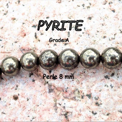Perles de pyrite, pierre fine naturelle - 8 mm grade aaa - trou 1 mm (x5)