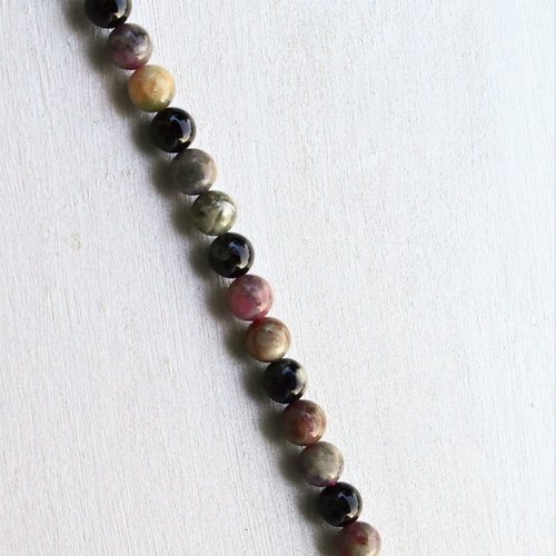 Perles de tourmaline naturelle - pierre fine  extra - grade aaa de 6 mm, multicolore - trou 1 mm - (x10)