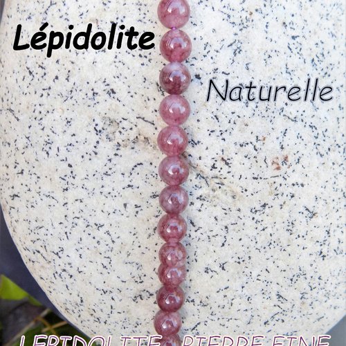 Perles de lepidolite pourpre mauve foncé, grade a - pierre fine naturelle - 6 mm
