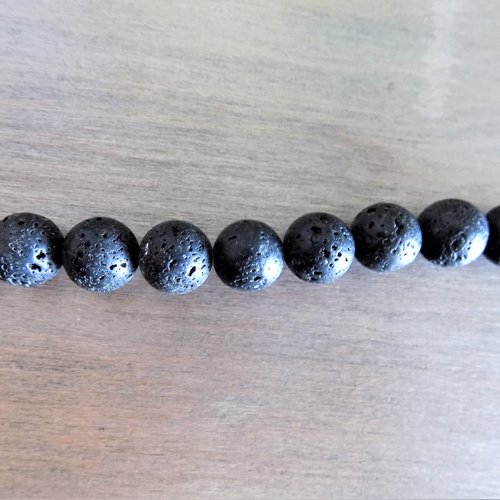 Perles de pierre de lave naturelle de 8 mm - (x 5 perles)