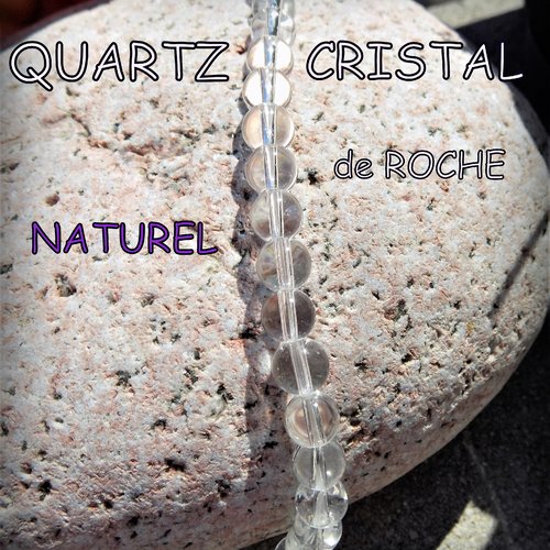 Perles quartz pierre de cristal de roche naturel, 8 mm grade aa - trou 1 mm ( x 5 perles)