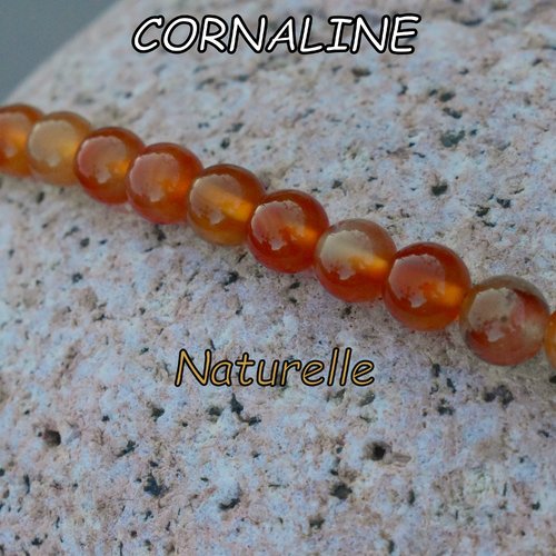 Perles cornaline (pierre fine) orange - 8 mm, trou 1 mm (x5)