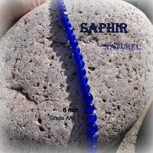 Perles de saphir naturel pierre précieuse, 6 mm à facettes grade aaa - bleu - brésil  (x 10)