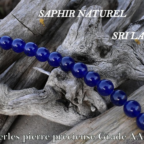 Perles de saphir naturel, pierre précieuse - grade aaa de 8 ou 10 mm, bleu foncé, sri lanka, trou 1 mm - (x 2, 5 ou 10)