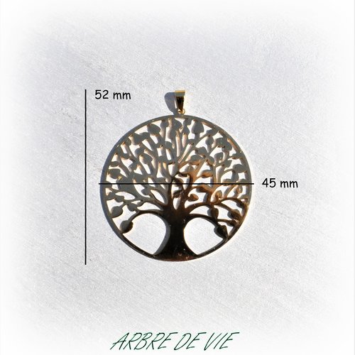 Pendentif "arbre de vie" filigrane - 52 x 45 x 1 mm - acier inoxydable or (x 1 pièce)