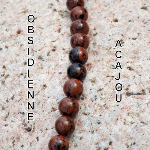 Perles d'obsidienne acajou « mahogany » , pierre fine 4, 6  ou 8 mm grade aaa + (x10)