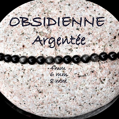 Perles d'obsidienne argentée, pierre fine 6 ou 8 mm grade aaa (x 10)