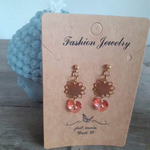 Boucles swarovski cœur rose