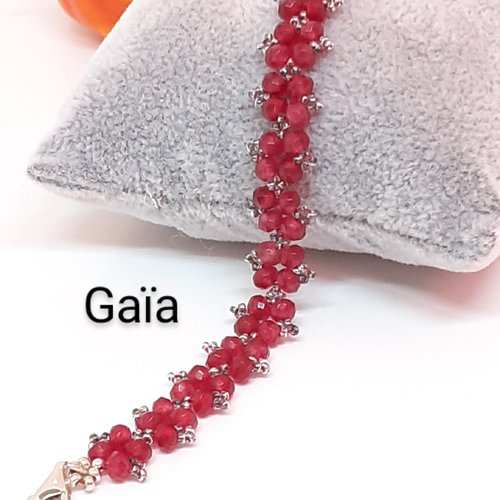 Bracelet gaïa framboise et argent