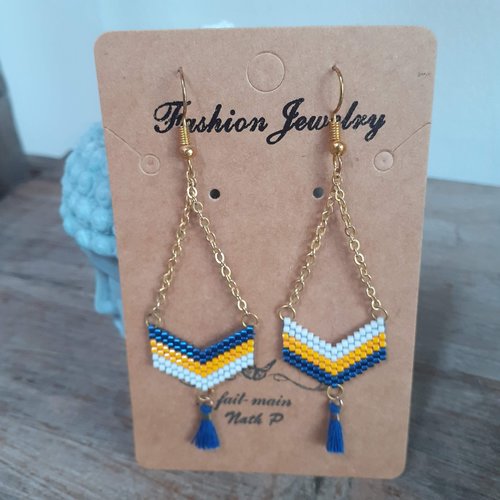 Boucles fantaisie tressée, longue, pompon bleu