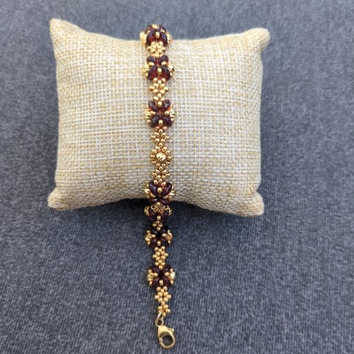 Bracelet flore rouge et or