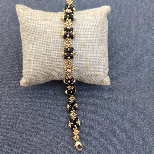 Bracelet flore noir et or