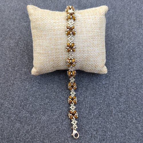 Bracelet flore caramel et argent