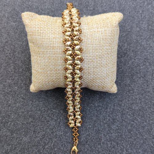 Bracelet cérès blanc cassé et or