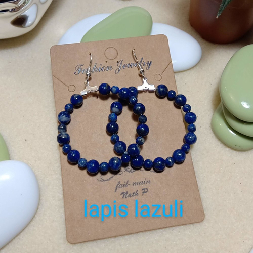 Boucles d'oreilles créole en lapis lazuli