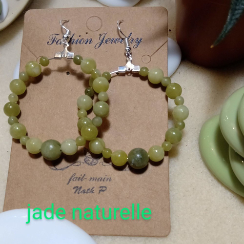 Boucles d'oreilles créole en jade naturelle