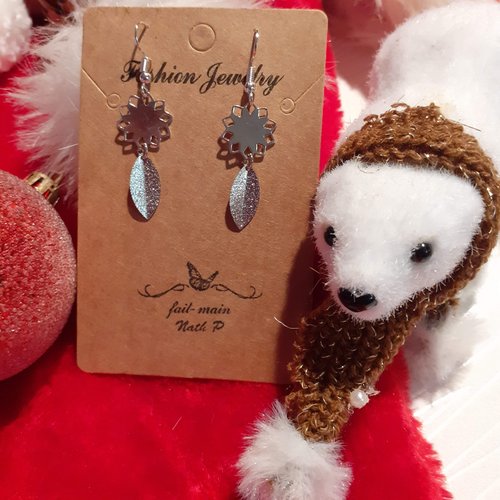 Boucles d'oreilles feuille et fleur