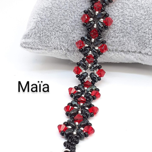 Bracelet maïa rouge et noir