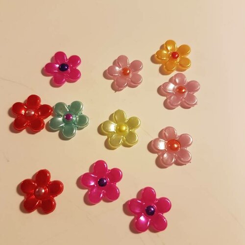 10 fleurs en résine 10 mm différentes couleurs pour scrapbooking