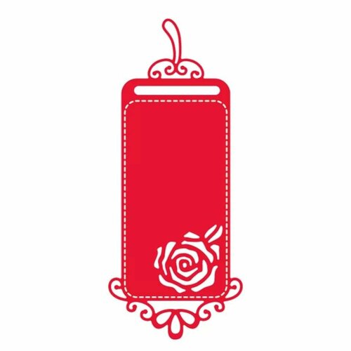 Découpe joli tag, scrapbooking étiquette avec une rose et denelle, noel, embellissement, papier, décor, création, die cut