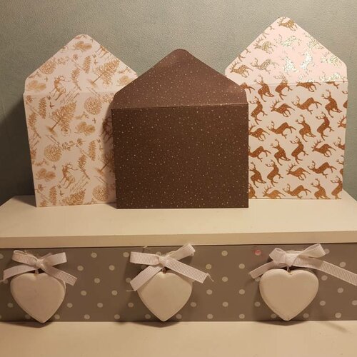 3 enveloppes cadeaux scintillantes pour noel fait mains, embellissement, décor,