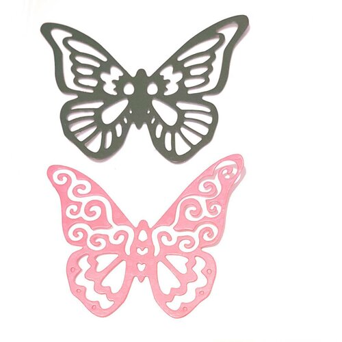 2 découpes scrapbooking papillons dentelle, fleur, nature, jardin, insecte, embellissement, décor, die cut