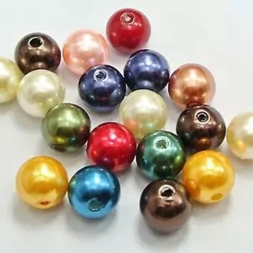 10 perles abs multicolores 12 mm  pour scrapbooking, brads, embellissement, cadeau, décoration, décor, die cut